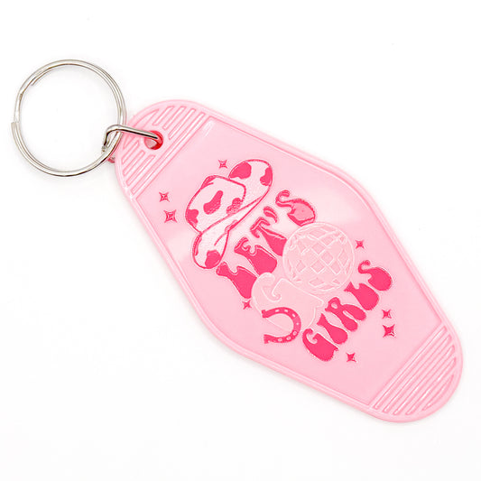 Pink "Let's Go Girls" Keychain