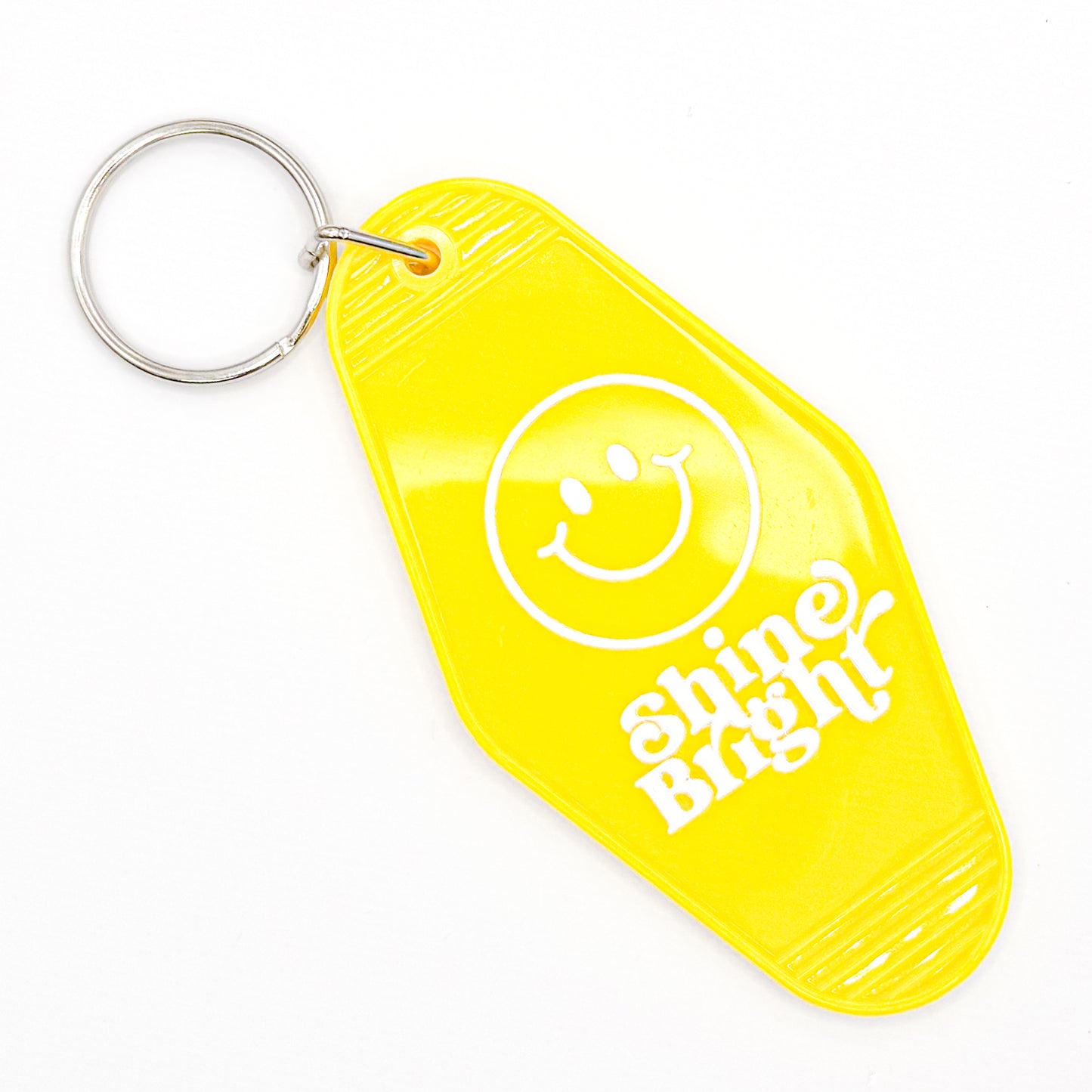 Yellow "Shine Bright" Smiley Keychain