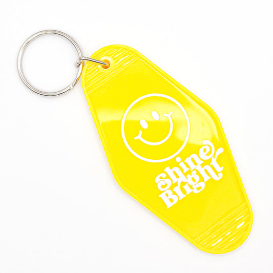 Yellow "Shine Bright" Smiley Keychain