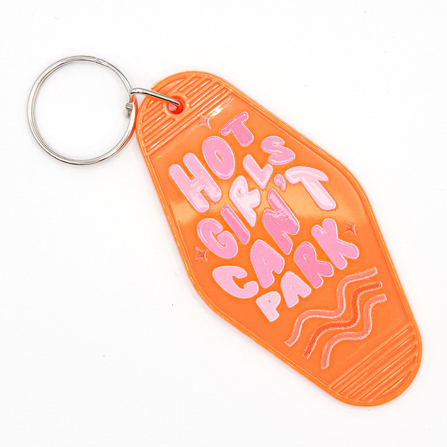 Orange "Hot Girls Can't Park" Keychain