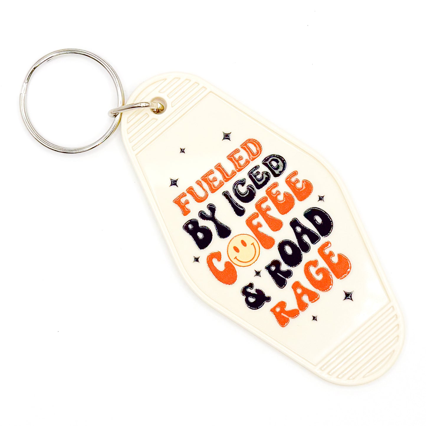 Cream "Iced Coffee & Road Rage" Keychain