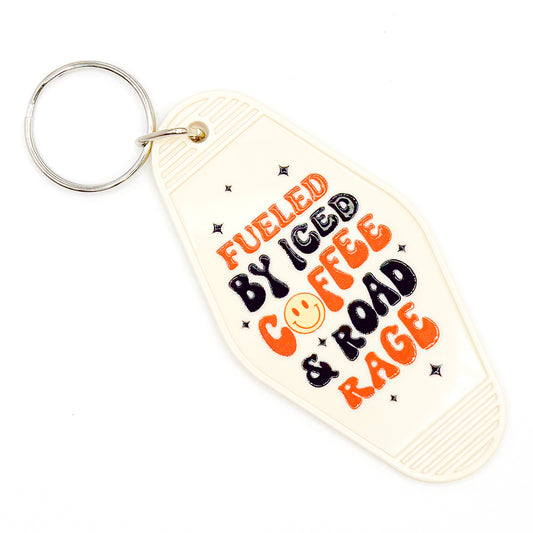 Cream "Iced Coffee & Road Rage" Keychain