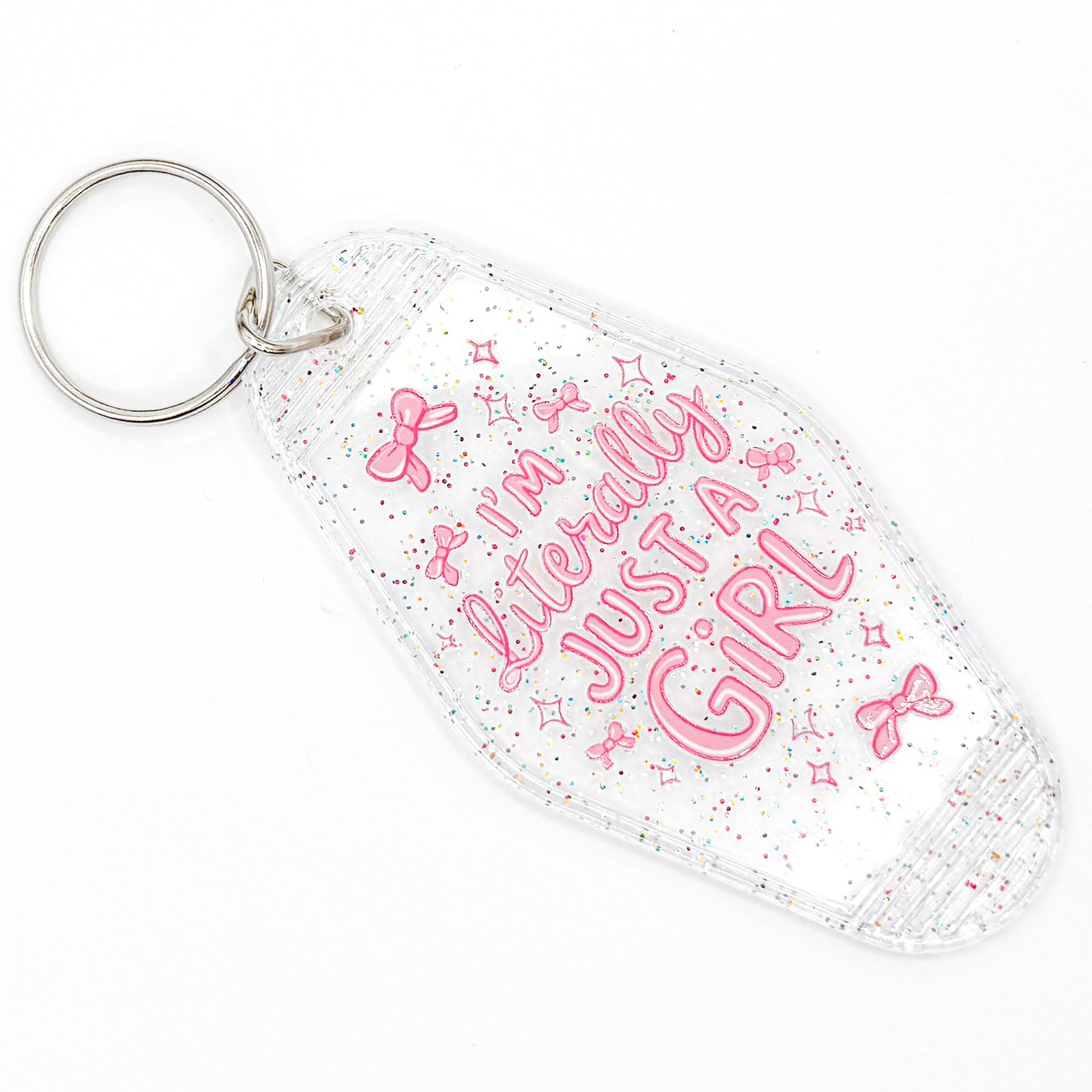 Glitter "I'm Literally Just A Girl" Keychain