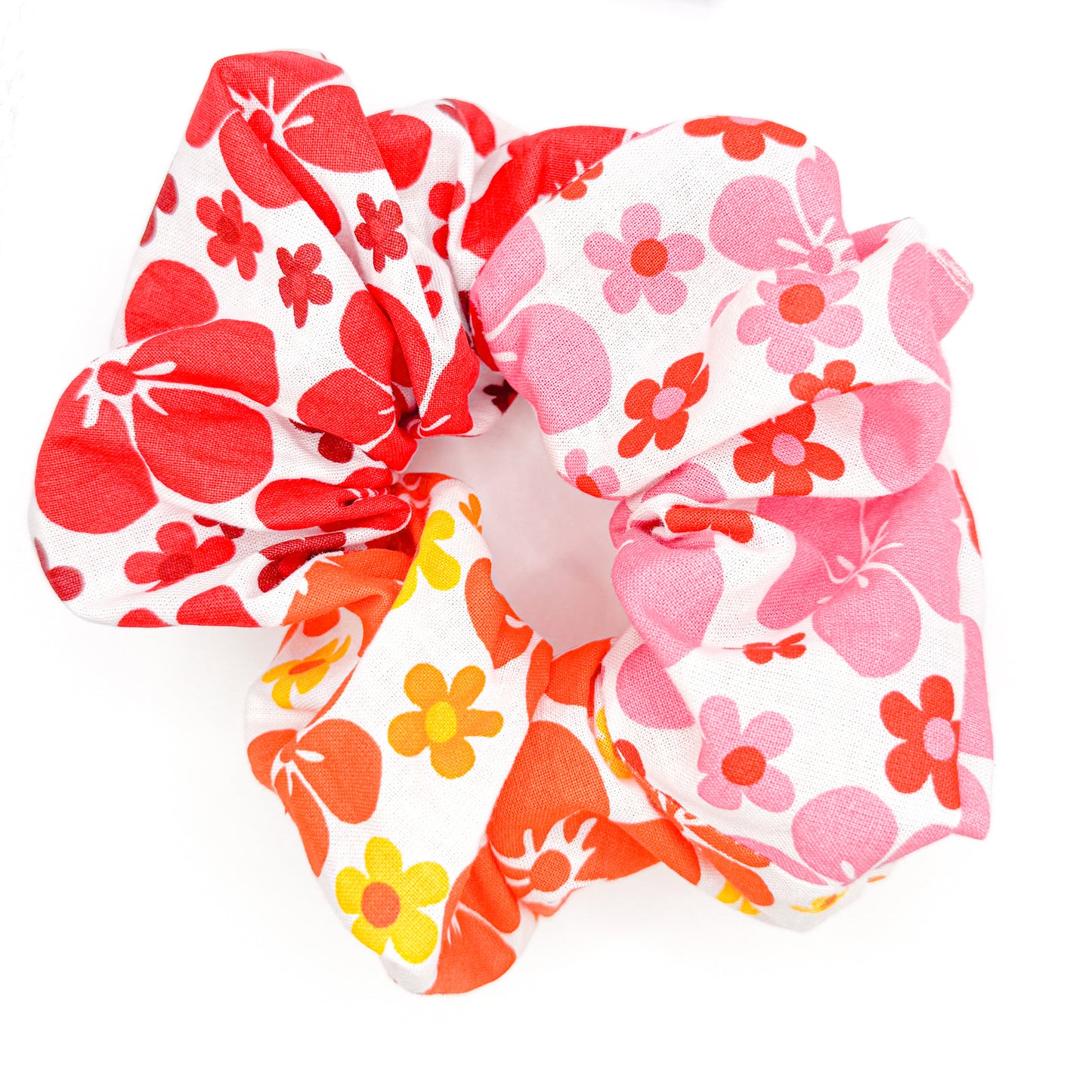 Patchwork Aloha Flowers Hand-Sewn Jumbo Scrunchie