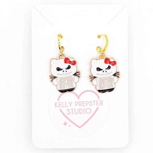 Extra Spooky Kitty Huggie Earrings