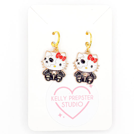 Franken-Kitty Huggie Earrings