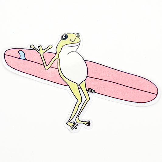 Surfer Frog Sticker