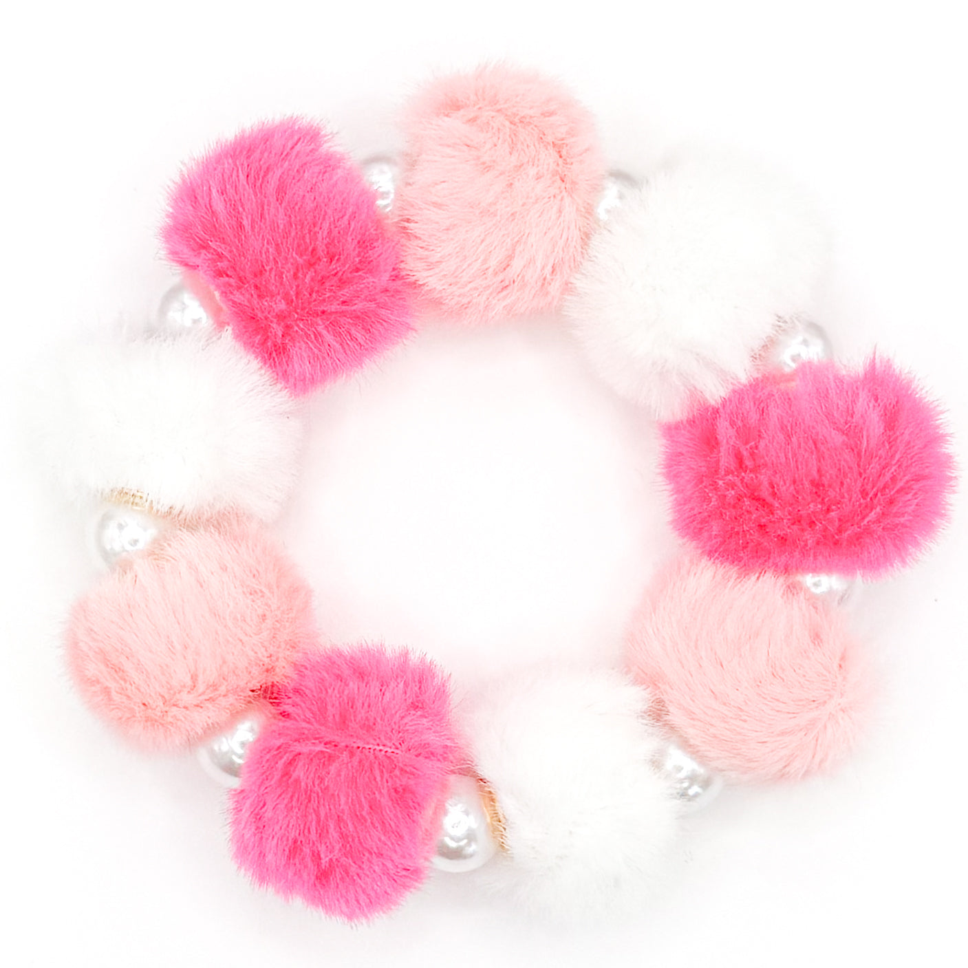 Fuzzy Pink Beaded Bracelet