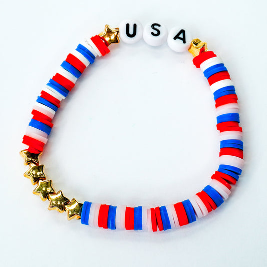 USA Stars Beaded Bracelet