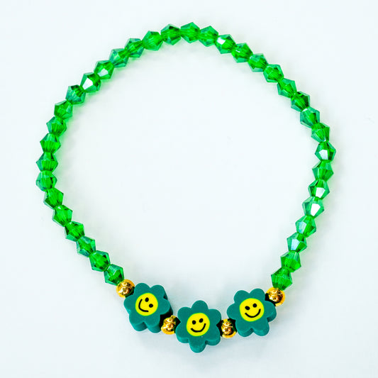 Green Flower Garden Beaded Bracelet