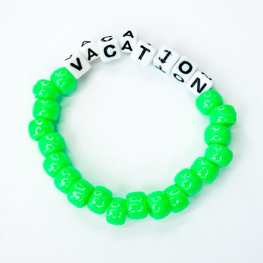 Green "Vacation" Beaded Bracelet