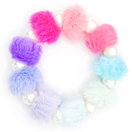 Fuzzy Rainbow Beaded Bracelet