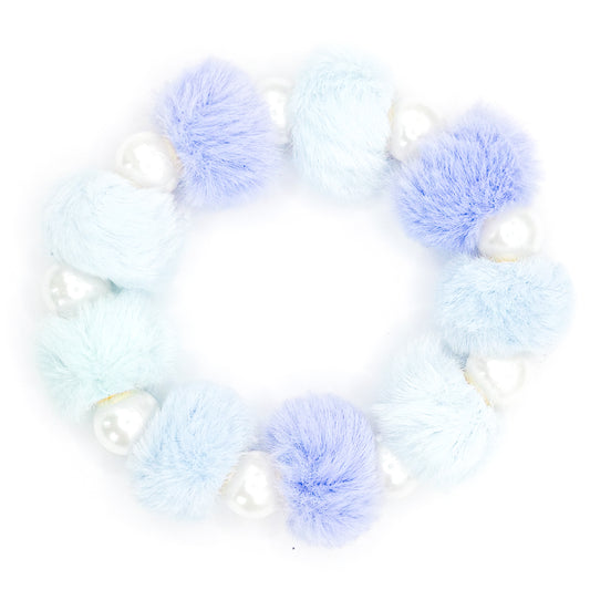 Fuzzy Blue Beaded Bracelet