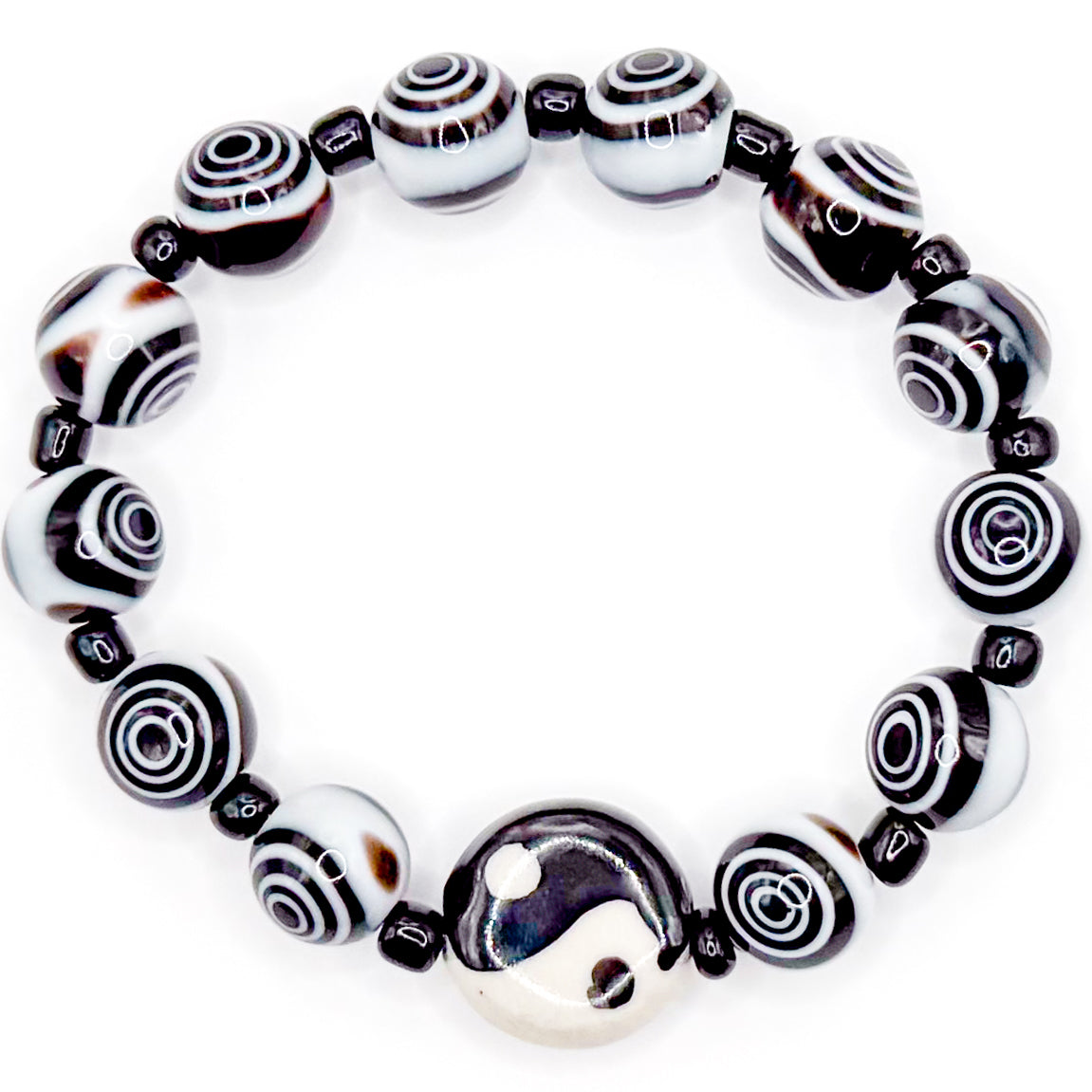 Yin and Yang Bubbles Beaded Bracelet