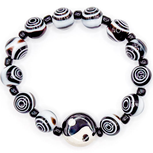Yin and Yang Bubbles Beaded Bracelet