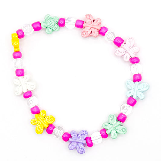 Butterfly Pink Seed Beaded Bracelet