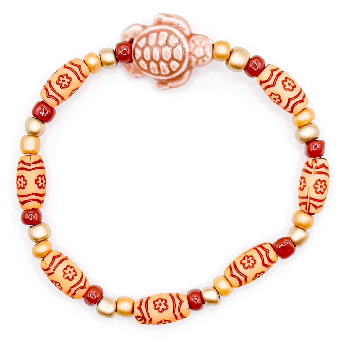 Neutral Turtle Beaded Bracelet