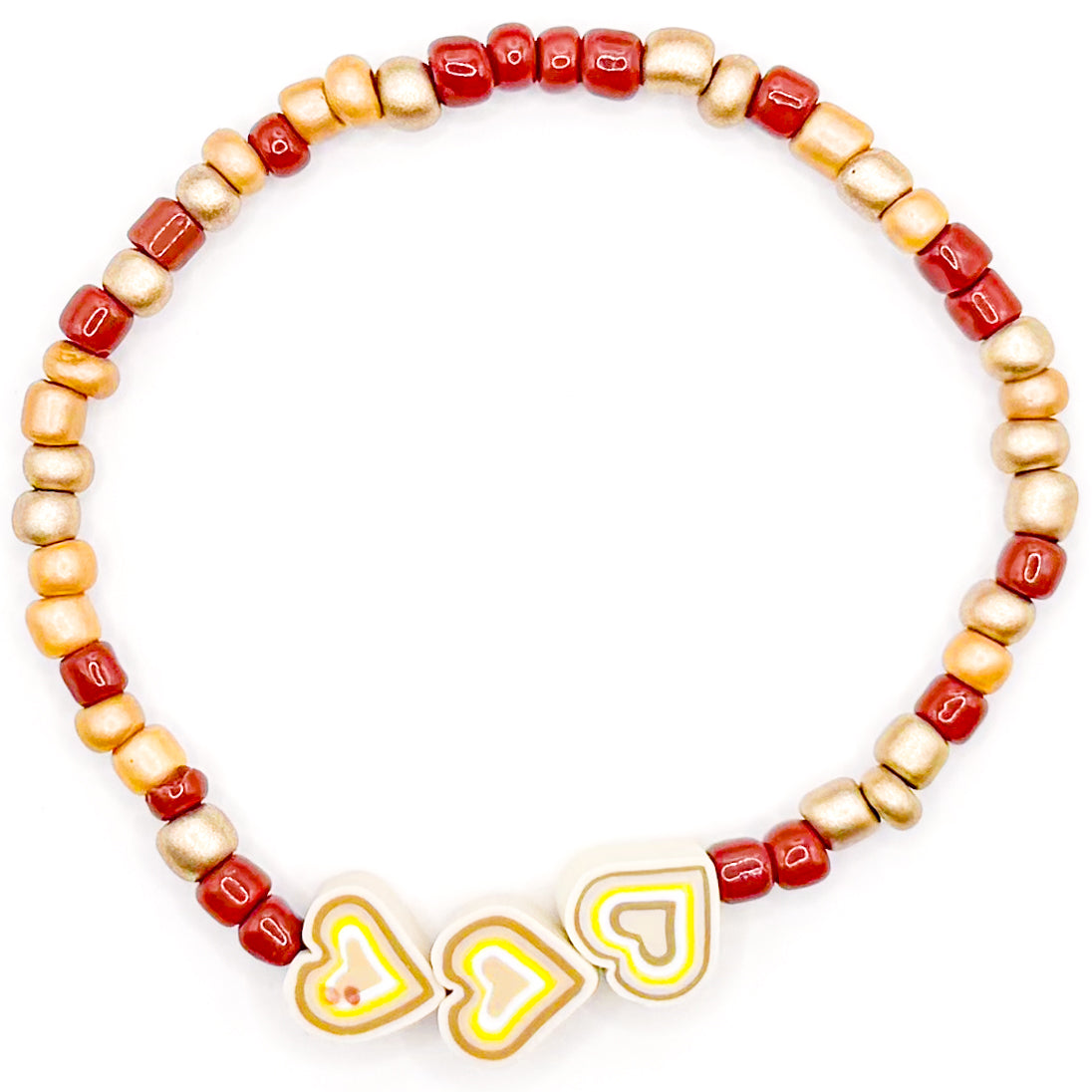Neutral Hearts Seed Beaded Bracelet