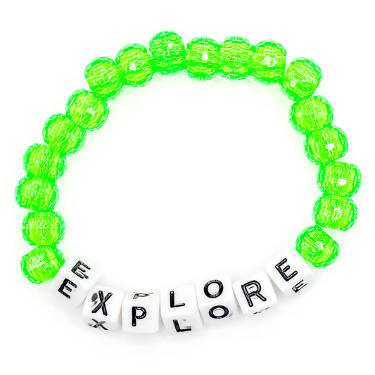 Green "Explore" Beaded Bracelet