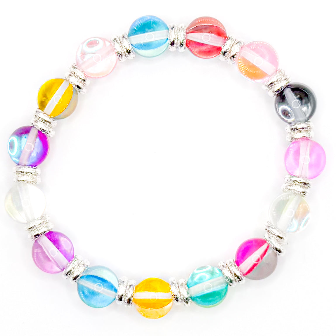 Silver Shimmer Glass Beaded Bracelet