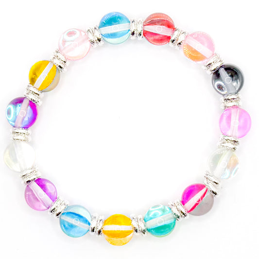 Silver Shimmer Glass Beaded Bracelet