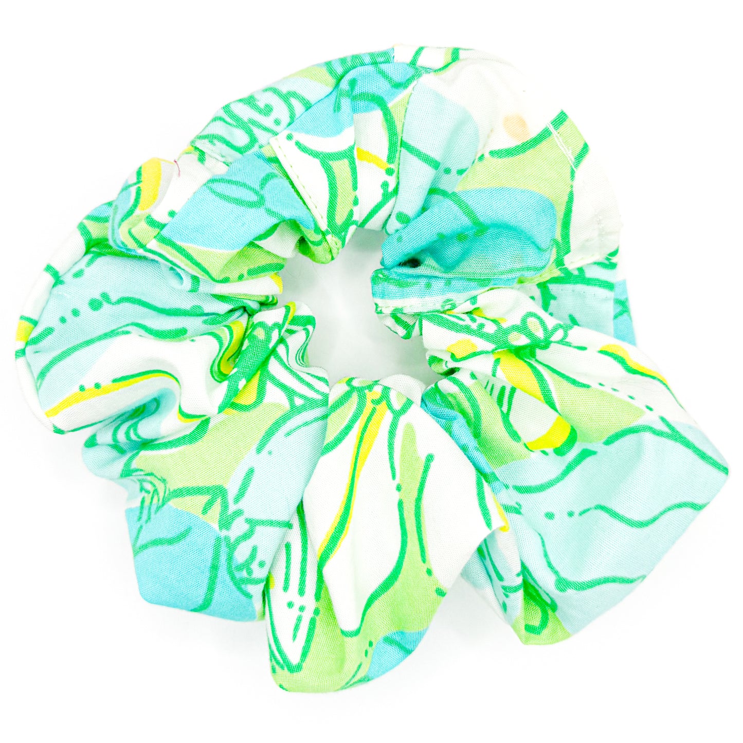 Teal Patchwork Hand-sewn Scrunchie