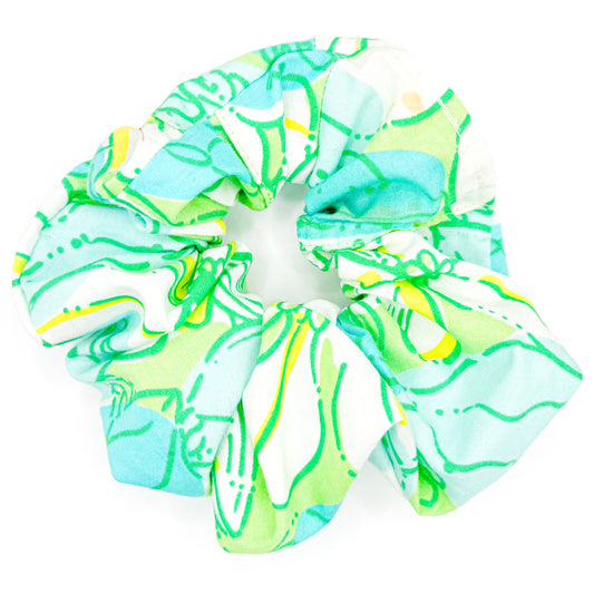 Teal Patchwork Hand-sewn Scrunchie
