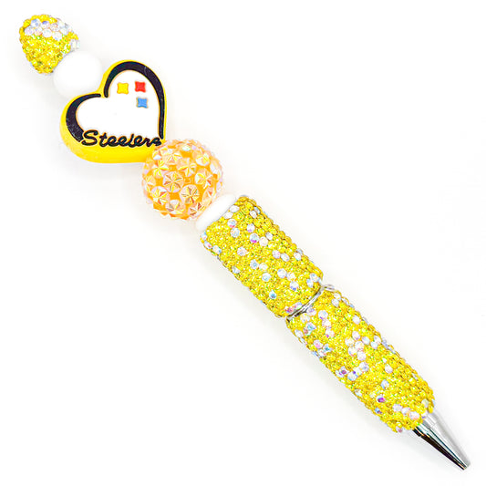 Sparkly Steel Heart Charm Pen