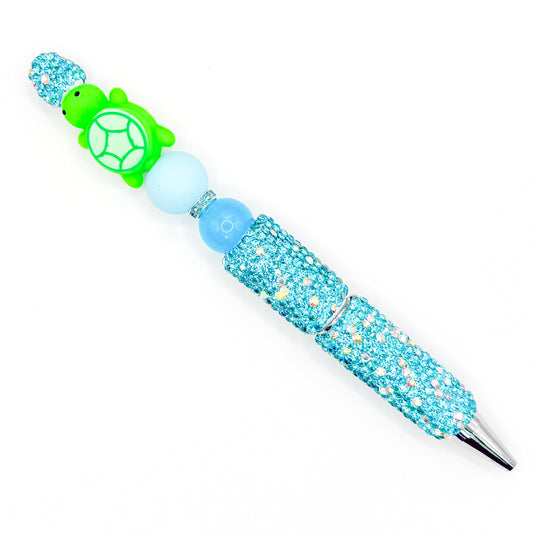 Blue Sparkly Turtle Charm Pen