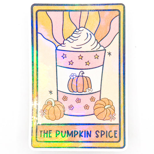 Pumpkin Spice Tarot Card Holographic Sticker