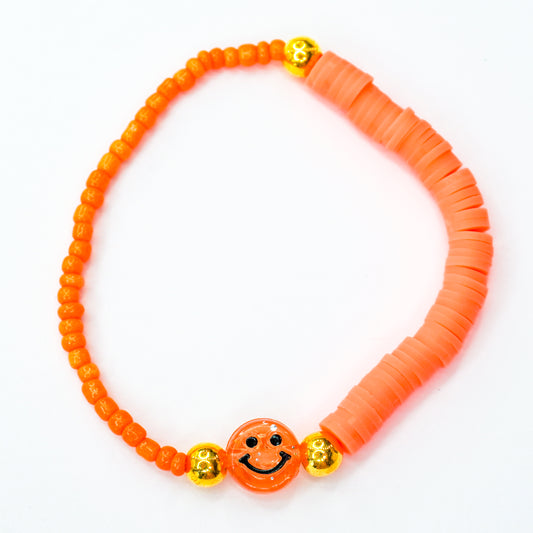 Orange Keep Smiling Beaded Bracelet