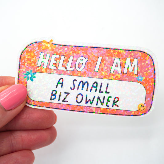 Holographic Small Business Owner Name Tag Sticker