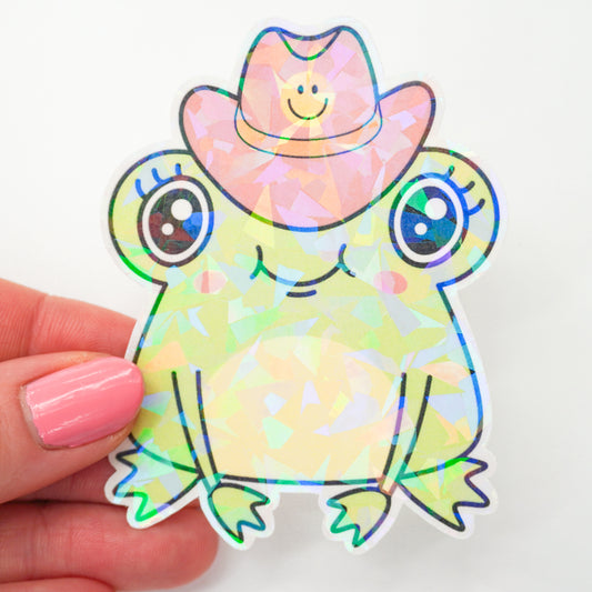 Holographic Preppy Frog Sticker