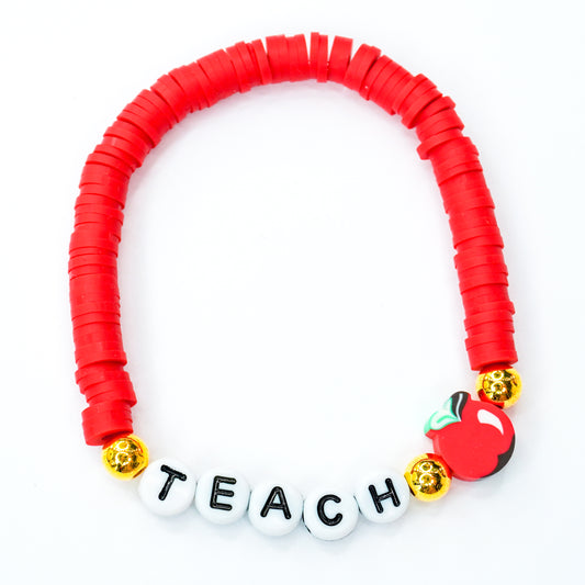 Teacher's Apple Beaded Bracelet