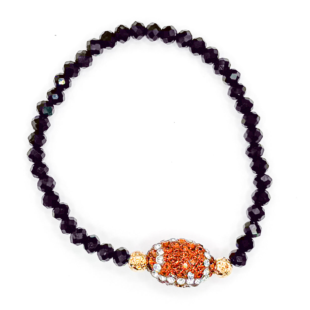 Sparkly Football Glass Beaded Bracelet