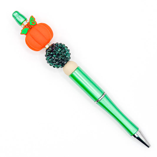 Green Sparkly Pumpkin Charm Pen