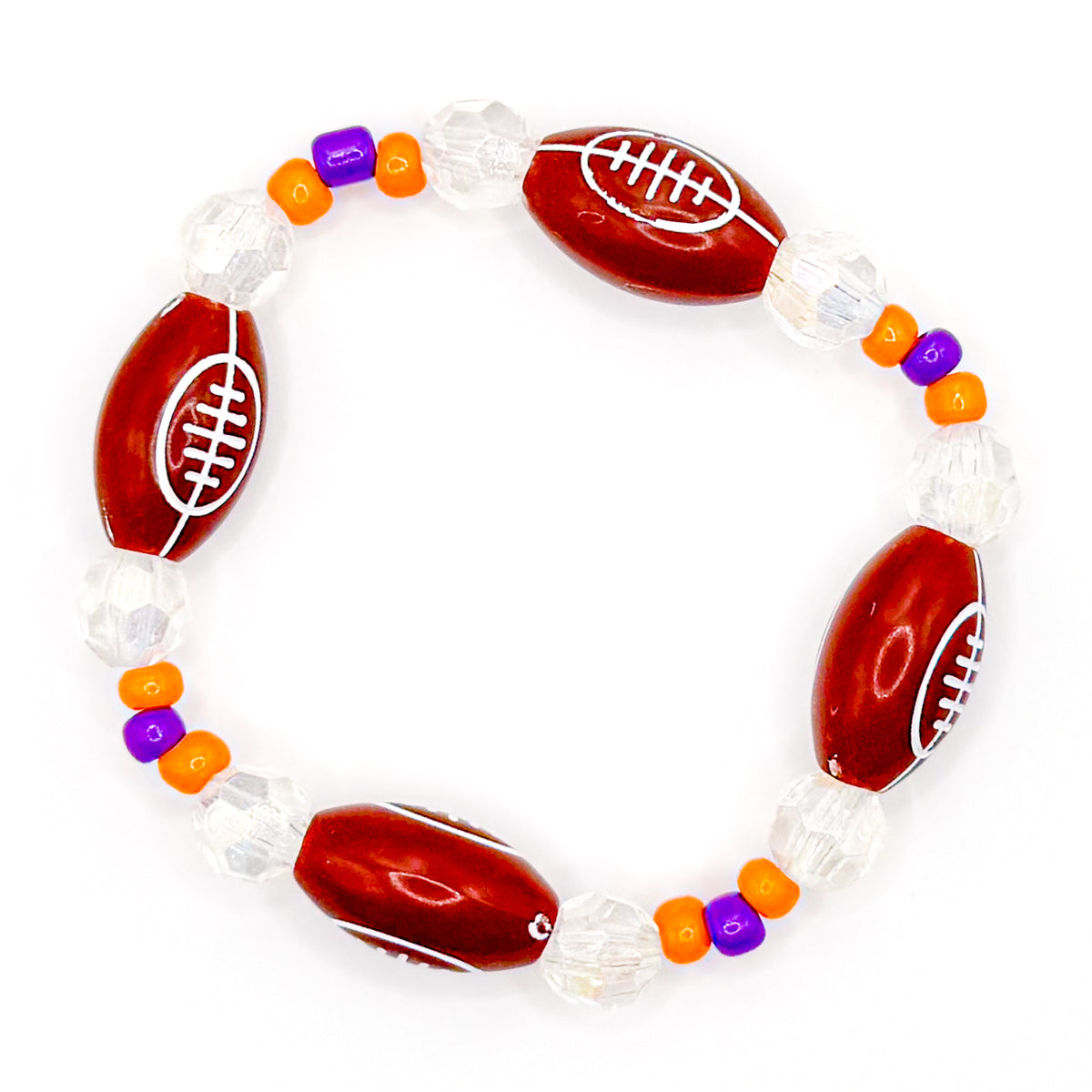 Shiny Orange and Purple Football Bracelet