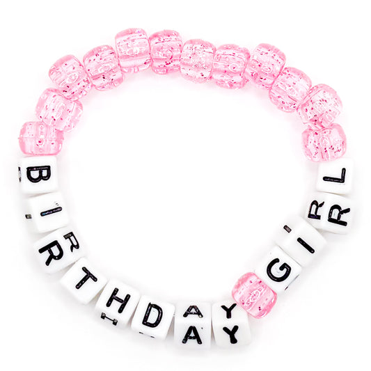 Pink "Birthday Girl" Beaded Bracelet