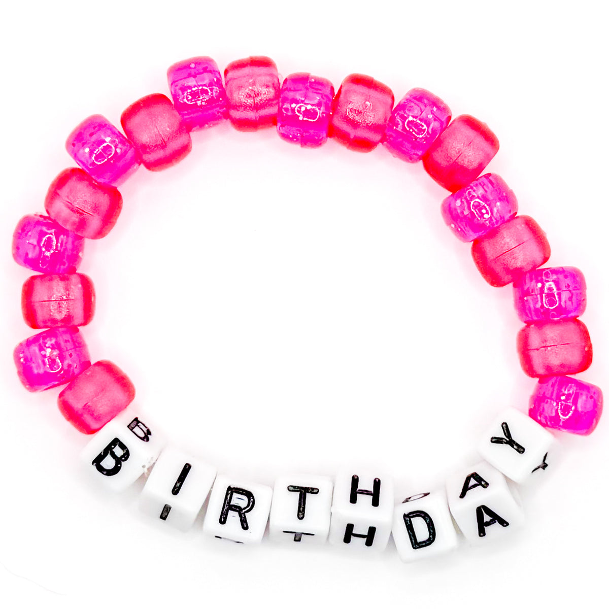Pink "Birthday" Beaded Bracelet
