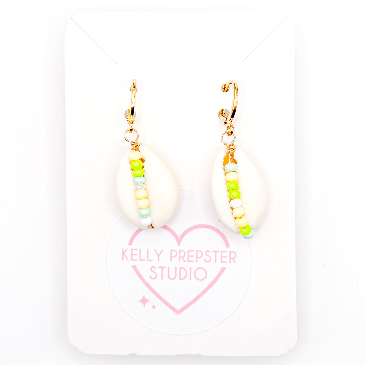 Yellow Shell Ya Huggie Earrings