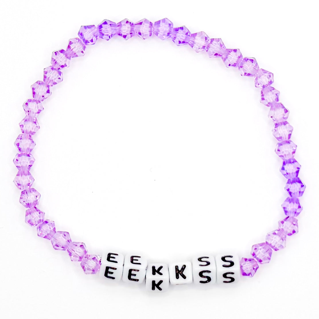 Purple "Eekkss" Bead Buddy Bracelet