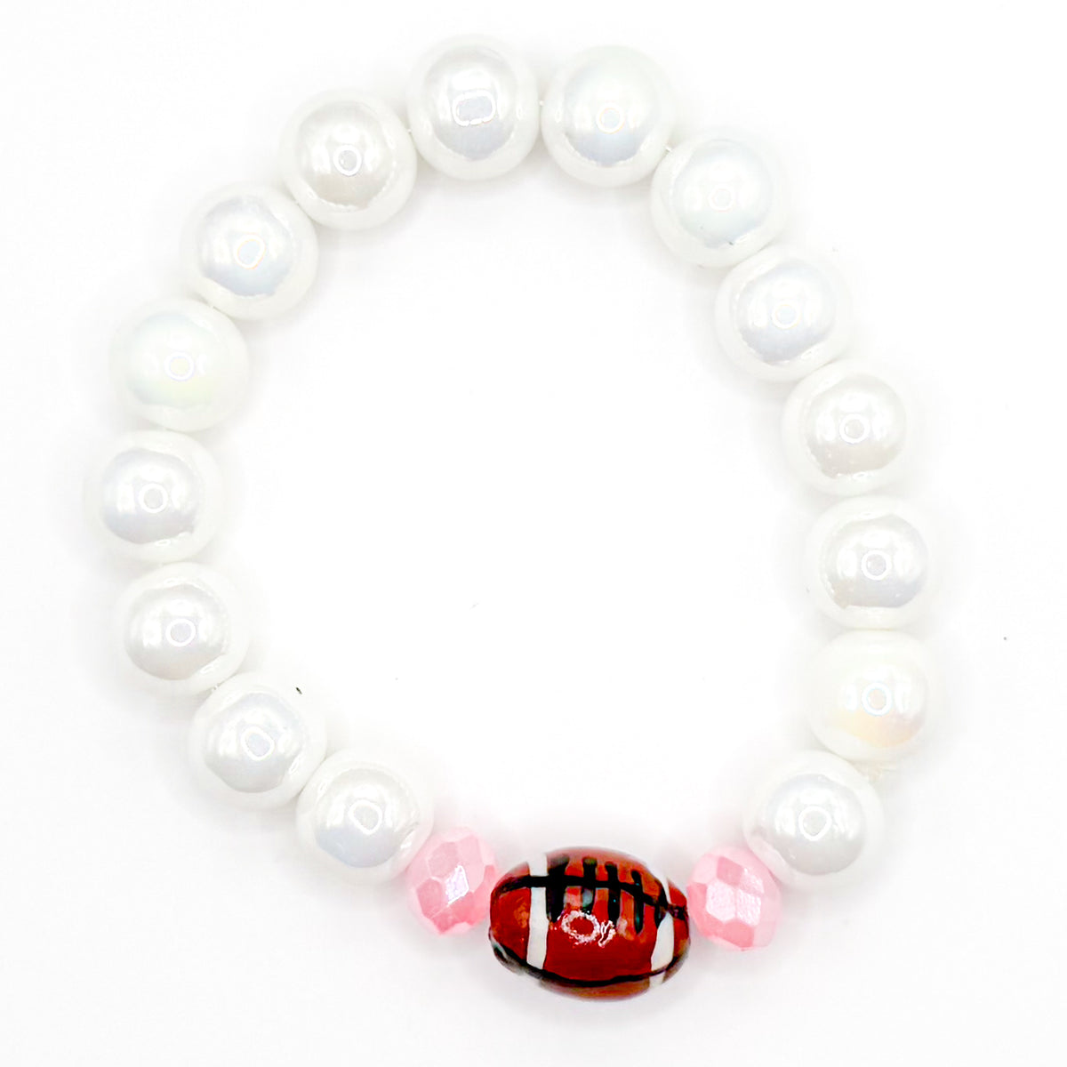 POP of Pink Football Glass Beaded Bracelet