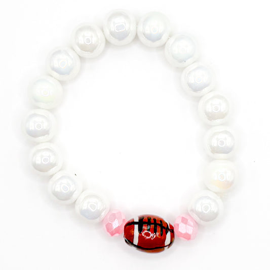 POP of Pink Football Glass Beaded Bracelet