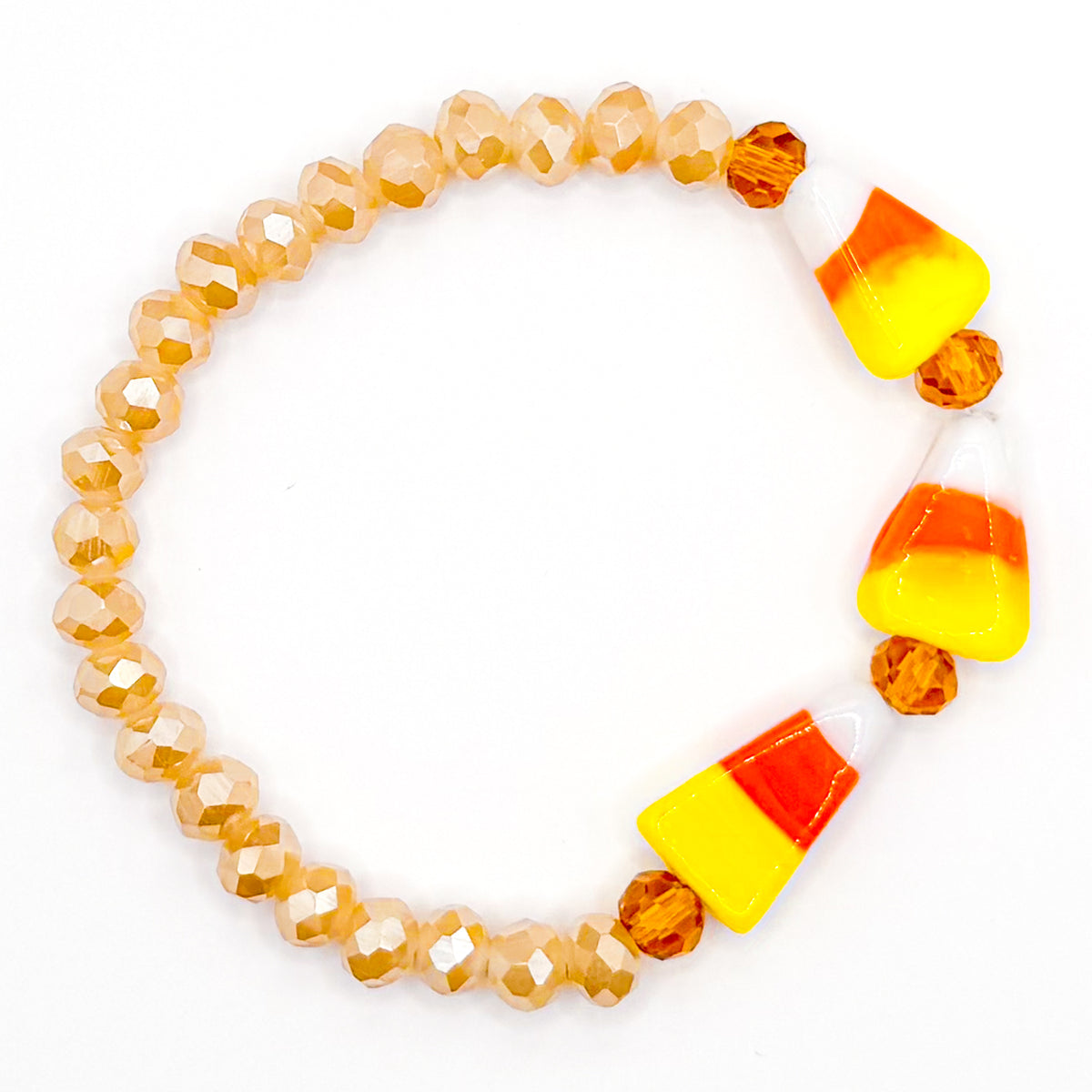 Cutie Candy Corn Glass Beaded Bracelet