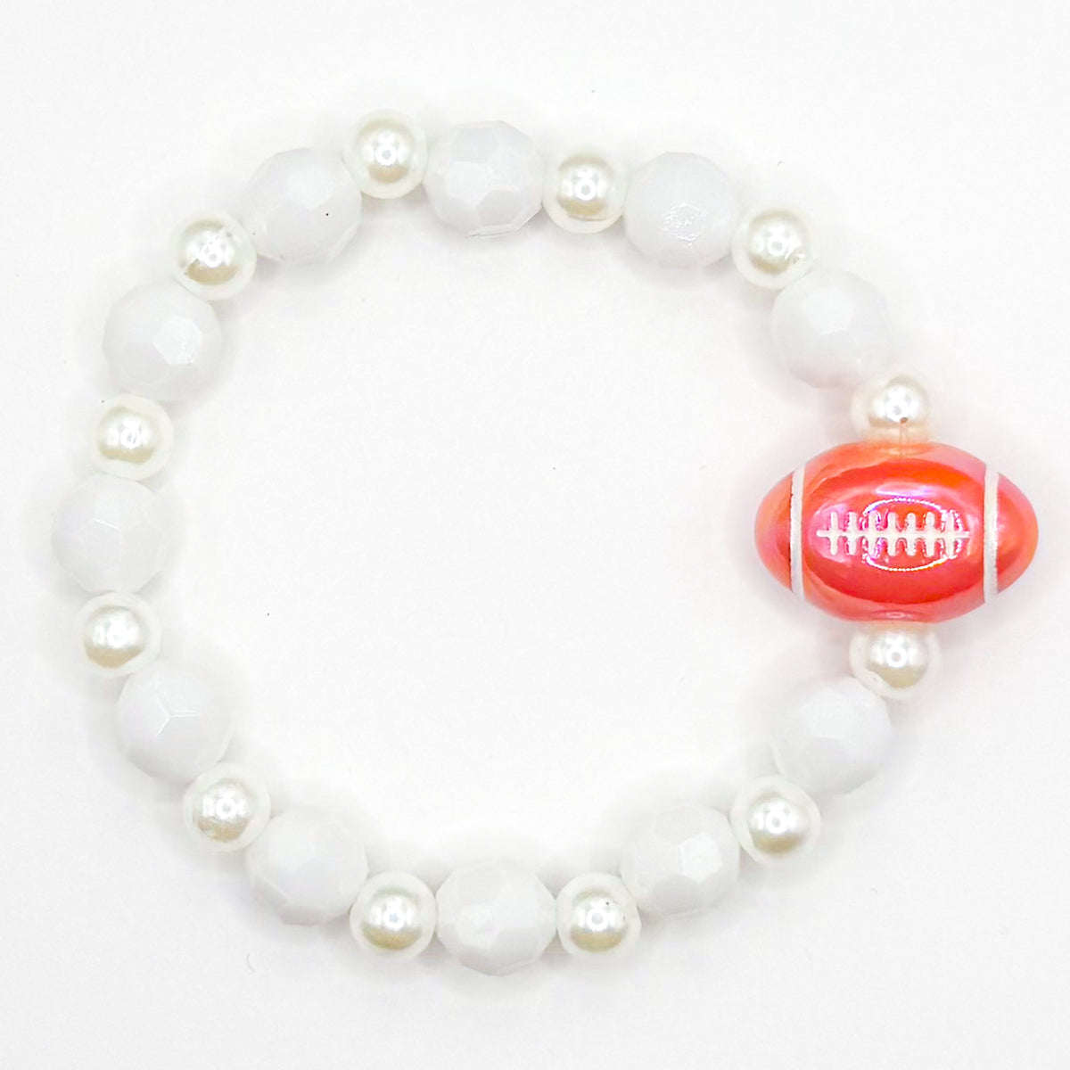 Football and Pearls Beaded Bracelet