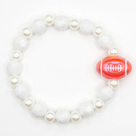 Football and Pearls Beaded Bracelet