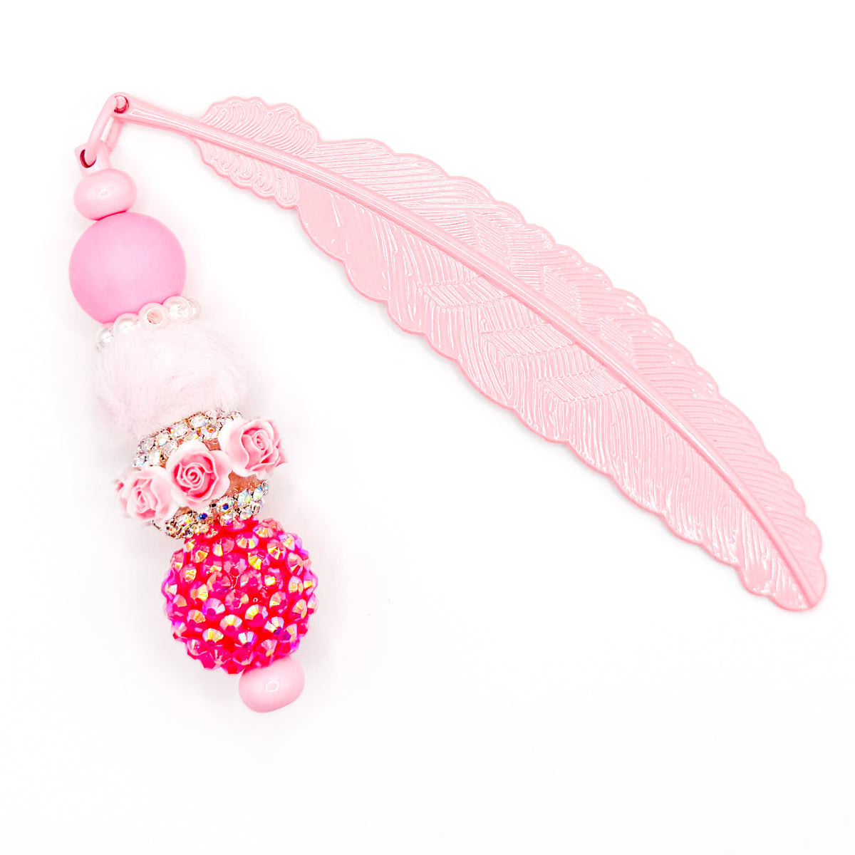 Preppy Pink Roses Beaded Bookmark