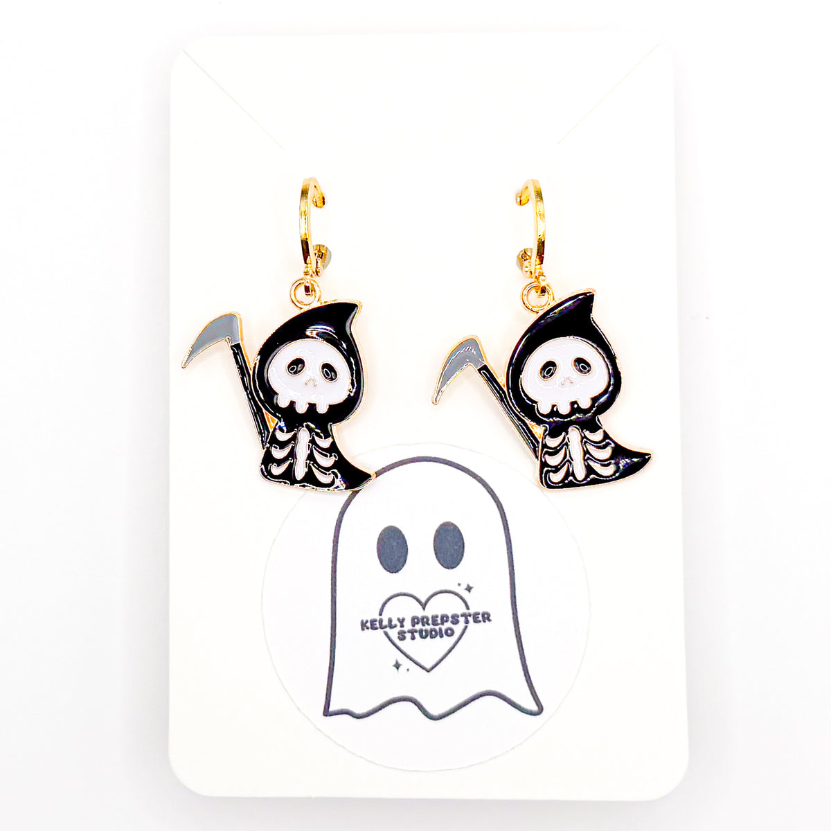 Spooky Grim Reaper Huggie Earrings