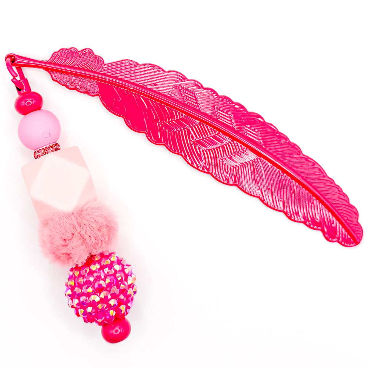 Hot Pink Shimmer Beaded Bookmark