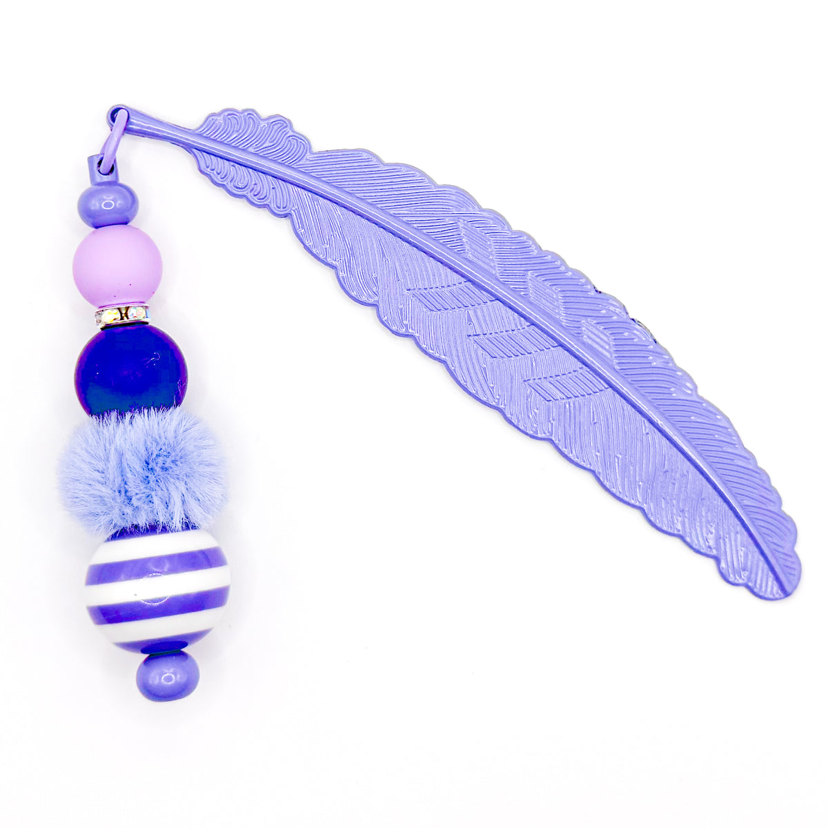 Purple Fuzzy Beaded Bookmark